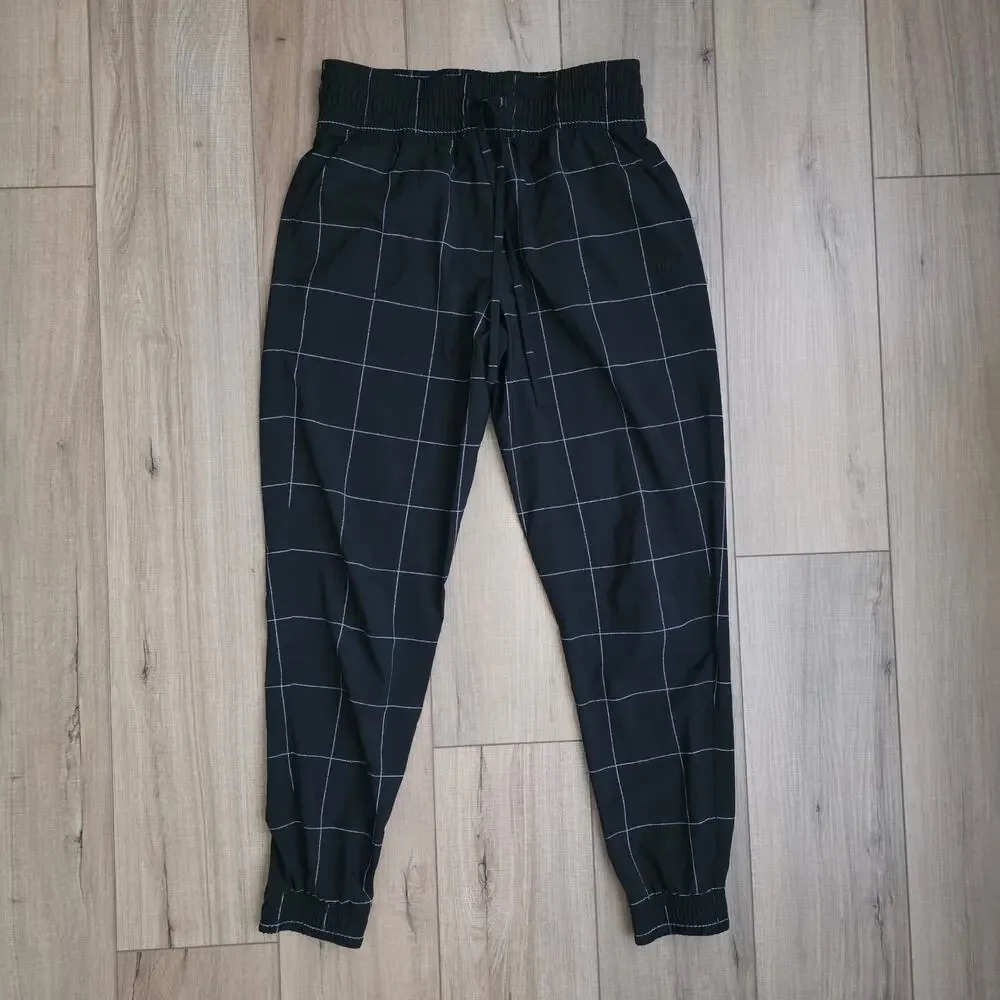 Albion Jetsetter Joggers Windowpane Black White Pants Women Sz M Tall - Picture 5 of 16